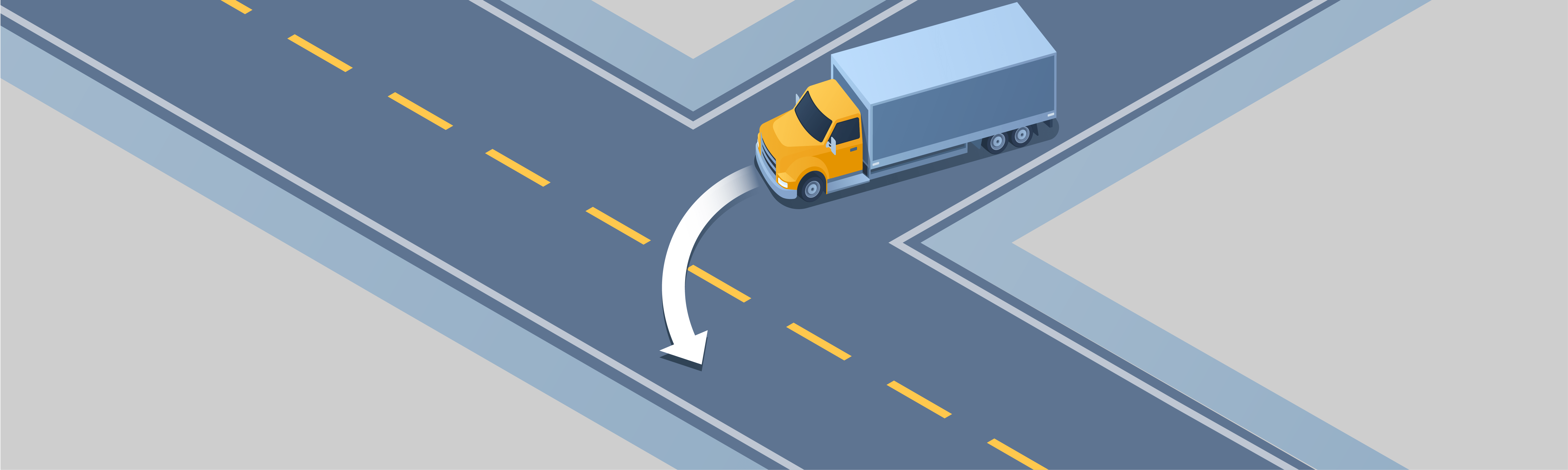 Driving Test Canada - Car Sharing the road - Why does a large commercial vehicle need to swing wide to the left before making a right turn?